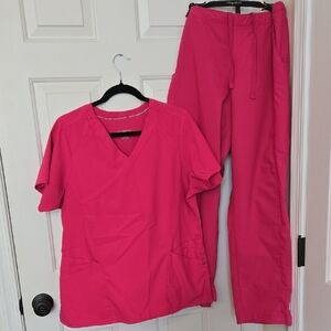 Women's Wonder Winks Scrub Set Size Large Top And Size XL Petite